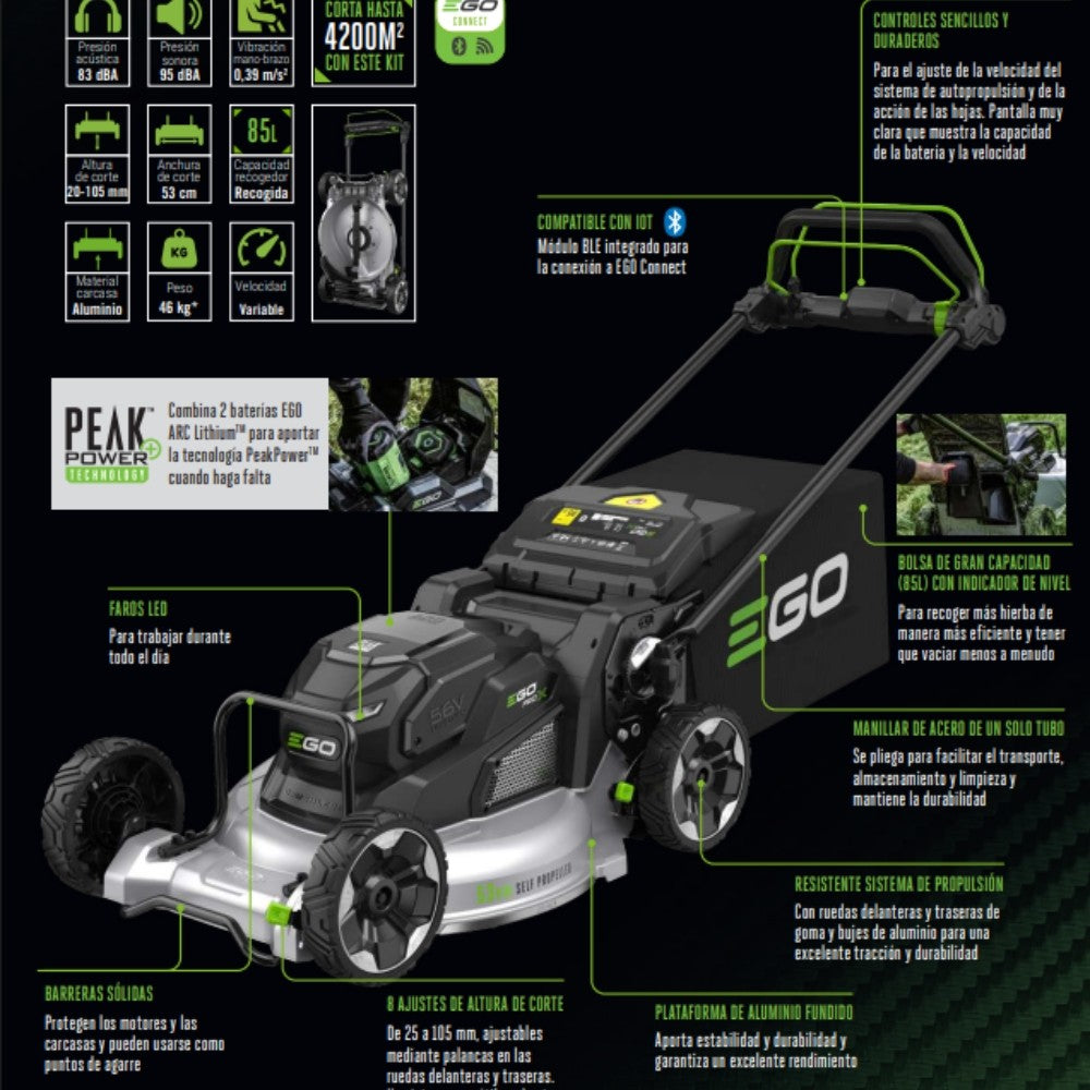 Cortacésped a Batería Autopropulsado LM5300SP EGO POWER PRO X de 53cm de ancho de corte