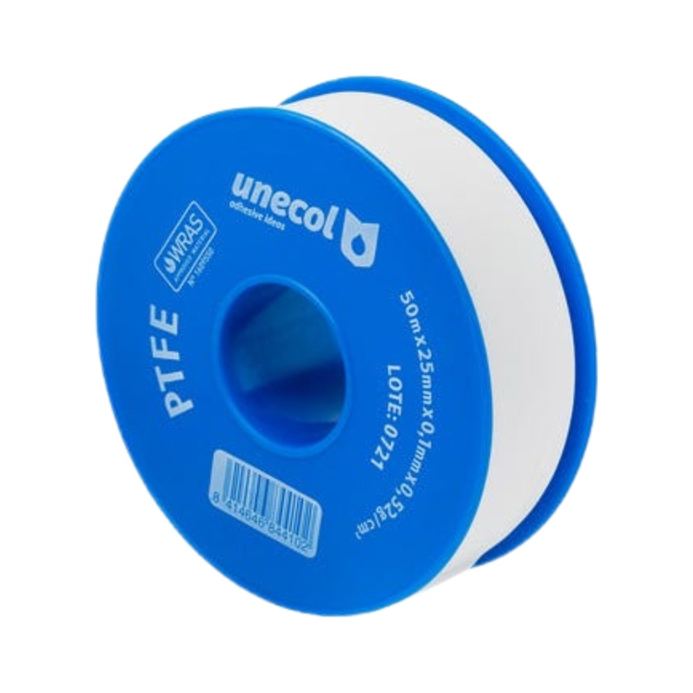 Cinta de Teflón para Tuberías UNECOL 50m x 19mm x 0,1mm