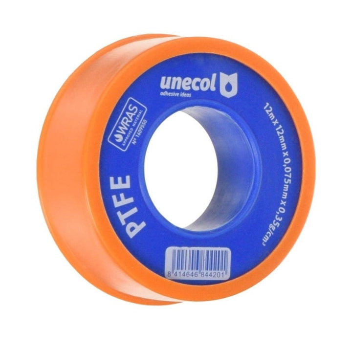 Cinta de Teflón UNECOL para Tuberías 12m x 12mm x 0,075mm