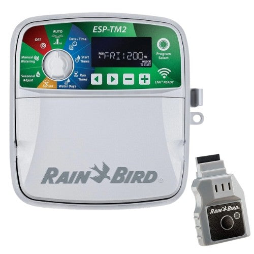 Pack Programador de Riego RAIN BIRD ESP TM2 4 Estaciones de Interior + Módulo WIFI LNK