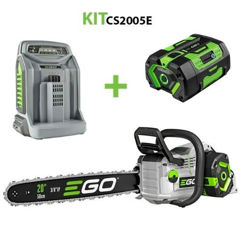 EGO POWER Kit CS2005E Motosierra de 50 cm de Longitud de corte con Batería de 6Ah y Cargador Rápido