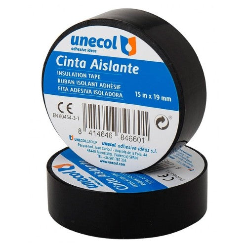 UNECOL Cinta Aislante Negra 20M x 19mm