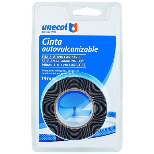 UNECOL Cinta Autovulcanizable Blíster con rollo Negro 2,5M x 19mm