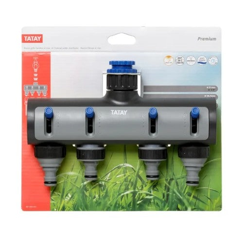 Racor de Grifo Hembra 4 Vías Premium Distribuidor de Riego