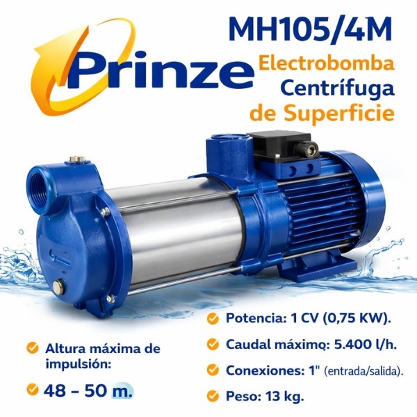 PRINZE MH105/4M Electrobomba Centrífuga de Superficie
