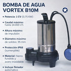 PRINZE Serie Vortex B10M Electrobomba Sumergible para Aguas Sucias