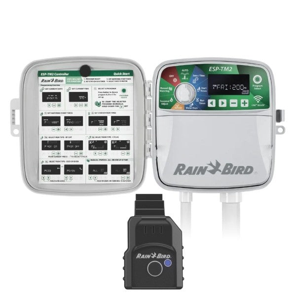 Pack Programador de Riego RAIN BIRD ESP-TM2 12 Estaciones de Exterior + Módulo WIFI LNK