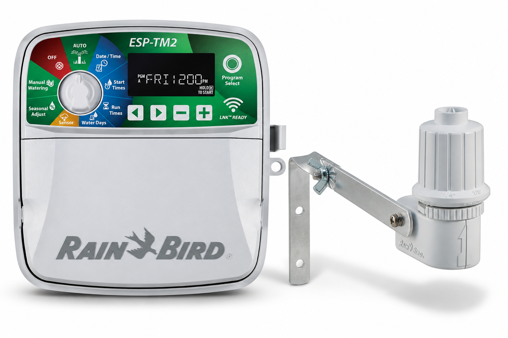 RAIN BIRD ESP-TM2 Programador de Riego Exterior 12 Estaciones + Sensor de Lluvia RSD-BEX
