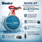 HUNTER NODE-BT-200 Programador de Riego Eléctrico para 2 Zonas con Control Bluetooth