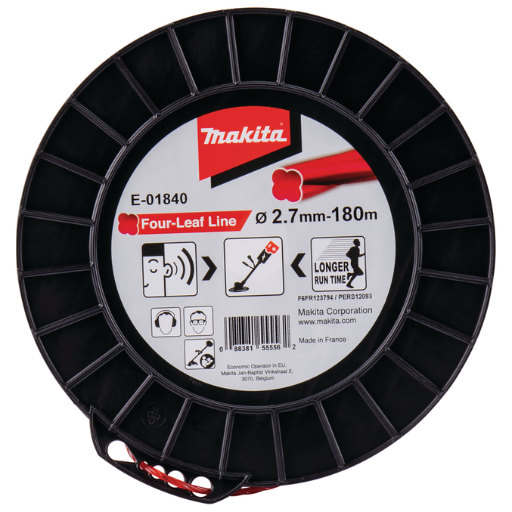 Hilo de nylon Makita Four-Leaf Line 2,7 mm × 180 m rojo E-01840