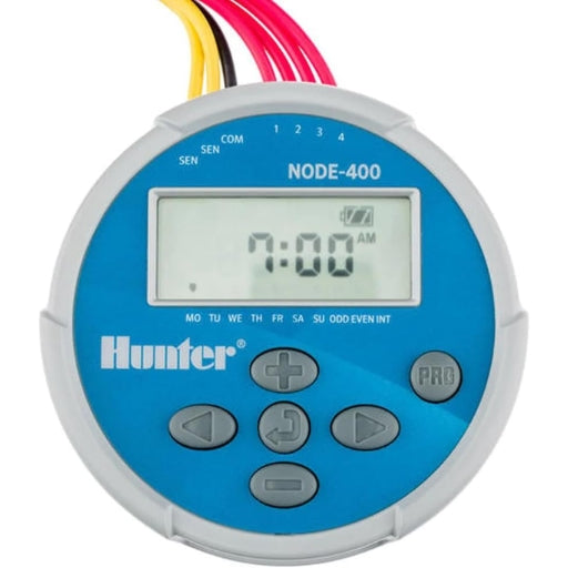HUNTER NODE-400 Programador de Riego Autónomo a Pilas para 4 Zonas