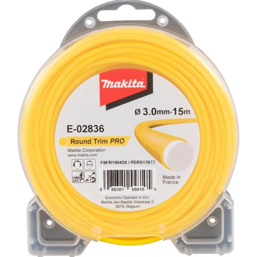 Hilo de nylon Makita Round Trim Pro 3,0 mm × 15 m amarillo E-02836