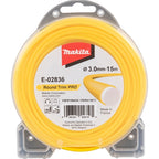 Hilo de nylon Makita Round Trim Pro 3,0 mm × 15 m amarillo E-02836