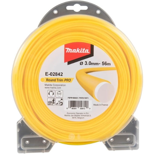 Hilo de nylon Makita Round Trim Pro 3,0 mm × 56 m amarillo E-02842