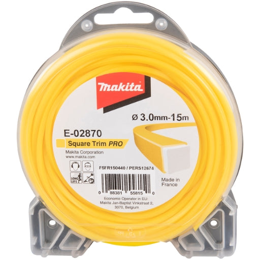 Hilo de nylon Makita Square Trim Pro 3,0 mm × 15 m amarillo E-02870