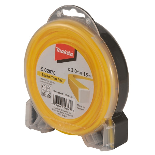 Hilo de nylon Makita Square Trim Pro 3,0 mm × 15 m amarillo E-02870