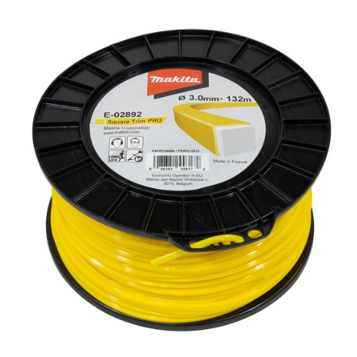 Hilo de nylon Makita Square Trim Pro 3,0 mm × 132 m amarillo E-02892