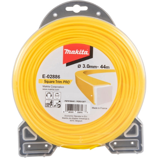 Hilo de nylon Makita Square Trim Pro 3,0 mm × 44 m amarillo E-02886