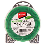 Hilo de nylon Makita 4 hojas trenzado 2,0 mm × 15 m verde E-01769