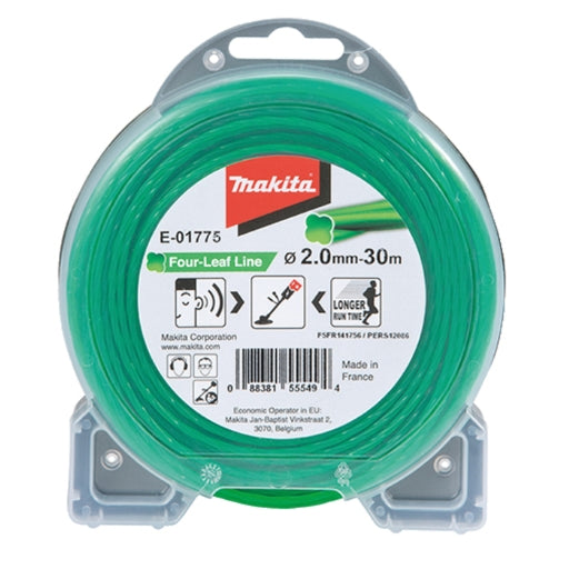Hilo de nylon Makita Four-Leaf Line 2,0 mm × 30 m verde E-01775