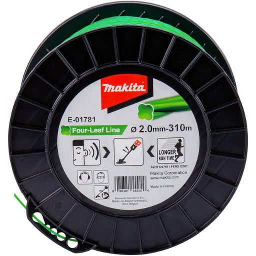 Hilo de nylon Makita Four-Leaf Line 2,0 mm × 310 m verde E-01781