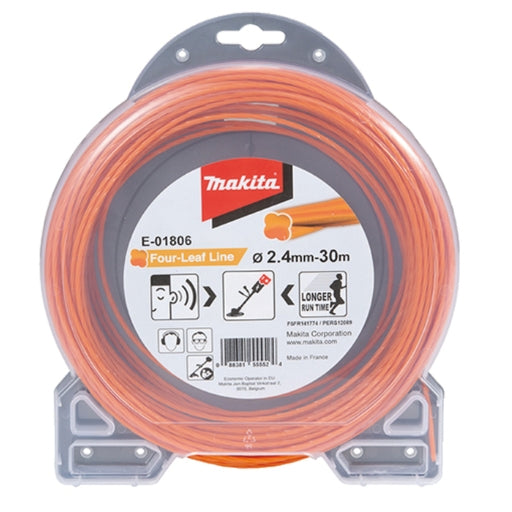 Hilo de nylon Makita Four-Leaf Line 2,4 mm × 30 m naranja E-01806