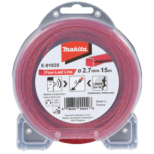 Hilo de nylon Makita Four-Leaf Line 2,7 mm × 15 m rojo E-01828