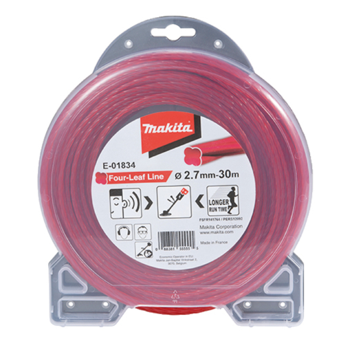 Hilo de nylon Makita Four-Leaf Line 2,7 mm × 30 m rojo E-01834
