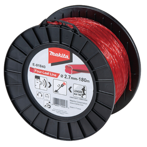 Hilo de nylon Makita Four-Leaf Line 2,7 mm × 180 m rojo E-01840