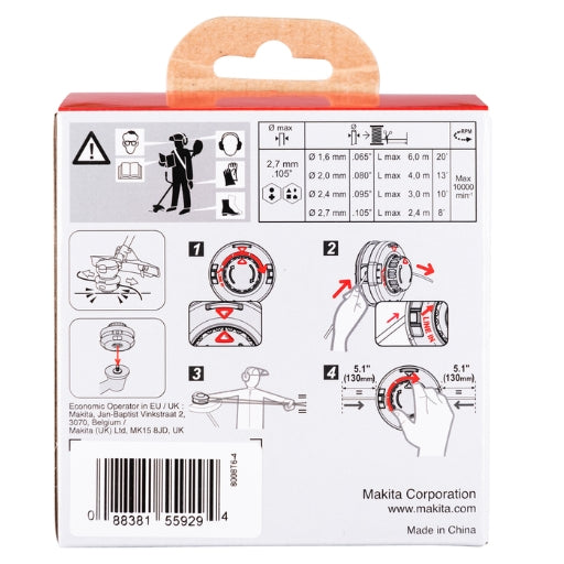Cabezal de corte Makita EasyWork Bump & Feed 2,0 mm M8×1,25 LH 191D91-7