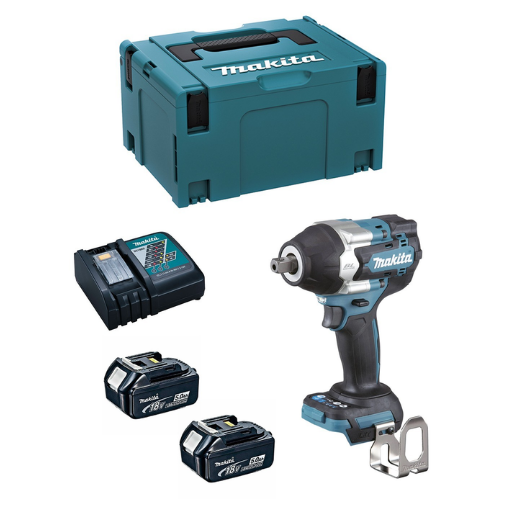 Llave de impacto Makita LXT 18V 3/4" DTW701RTJ + 2 baterías 5,0 Ah + cargador + MAKPAC3