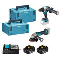 Kit combo Makita LXT 18V DLX2552TJ: taladro DHP492 + miniamoladora DGA504 + 2 baterías 5,0 Ah + cargador